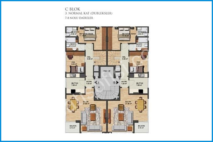 seven four life acıbadem kat planları görsel 8